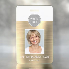 Tarjeta De Identificación Logotipo de nombre de empleado metálico dorado cor