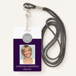 Tarjeta De Identificación Logotipo de nombre de empleado púrpura Foto Trabaj