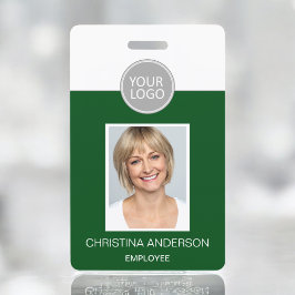 Tarjeta De Identificación Logotipo de nombre de empleado verde Foto corporat