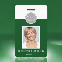 Tarjeta De Identificación Logotipo de nombre de empleado verde foto corporat