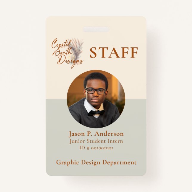 Tarjeta De Identificación Logotipo de Personalizado profesional verde amaril (Anverso)