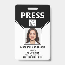 Tarjeta De Identificación Logotipo de Press Pass Foto y Código de Barras ID 