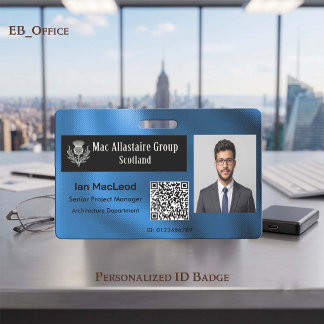 Tarjeta De Identificación Logotipo de rectángulo personalizado en azul real