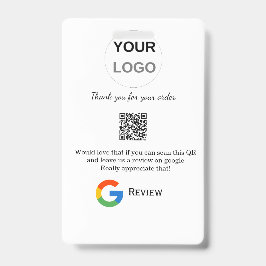 Tarjeta De Identificación logotipo de reseña de negocio de Google Scan QR re