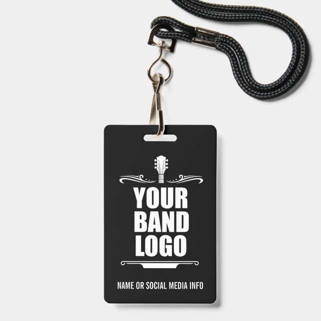 Tarjeta De Identificación Logotipo de tu banda (Parte frontal con cordón)