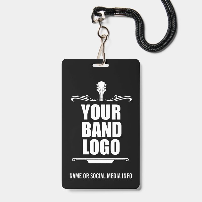 Tarjeta De Identificación Logotipo de tu banda (Parte frontal con cordón)