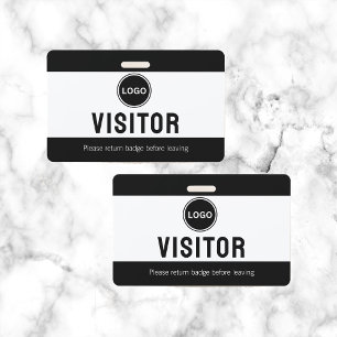 Tarjeta De Identificación Logotipo de visitante de la empresa moderno negro
