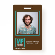 Logotipo del Monograma Turquesa Marrón Natural Ear