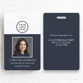 Tarjeta De Identificación Logotipo del nombre del empleado azul de la Marina