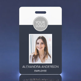 Tarjeta De Identificación Logotipo del nombre del empleado azul marino Foto 