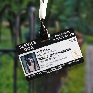 Tarjeta De Identificación Logotipo del perro de servicio en blanco y negro y