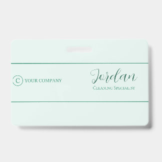 Tarjeta De Identificación Logotipo del Servicio de Limpieza Verde Menta ID d