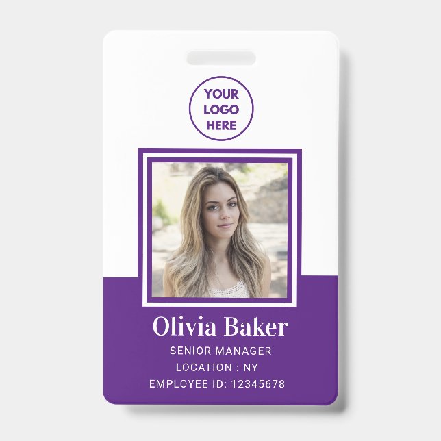 Tarjeta De Identificación Logotipo Empresarial de Identificación Morada Mode (Parte frontal)