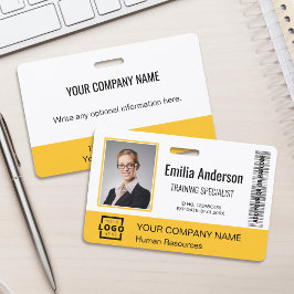 Tarjeta De Identificación Logotipo Empresarial Personalizado Código de Barra