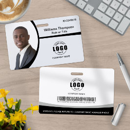 Tarjeta De Identificación Logotipo fotográfico Código de barras Empleado Neg