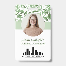 Tarjeta De Identificación Logotipo fotográfico de la Calma Soft Green Green 