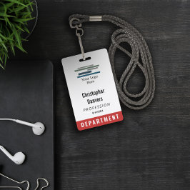 Tarjeta De Identificación Logotipo grande del ID del empleado blanco rojo