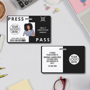 Tarjeta De Identificación Logotipo horizontal de foto de periodista personal