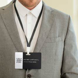 Tarjeta De Identificación Logotipo Horizontal Nombre del título blanco negro