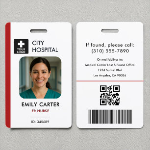 Tarjeta De Identificación Logotipo médico Emergencia Foto de empleado con id