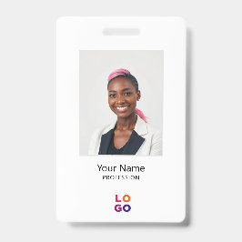 Tarjeta De Identificación Logotipo mínimo del empleado, foto, código QR, nom