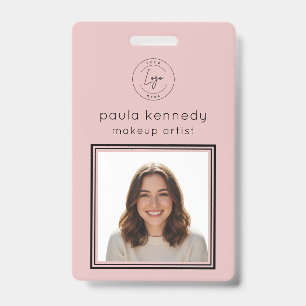 Tarjeta De Identificación Logotipo moderno de foto de maquillaje rosa sonros