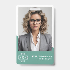 Tarjeta De Identificación Logotipo moderno de la empresa con foto de emplead