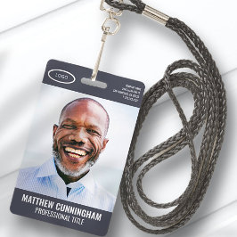 Tarjeta De Identificación Logotipo ovalado simple Foto de empleado Código de