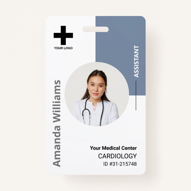 Tarjeta De Identificación Logotipo personalizado del empleado del hospital e (Anverso)