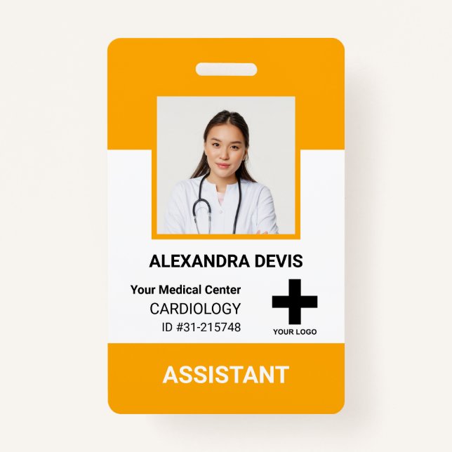 Tarjeta De Identificación Logotipo personalizado del empleado del hospital e (Anverso)