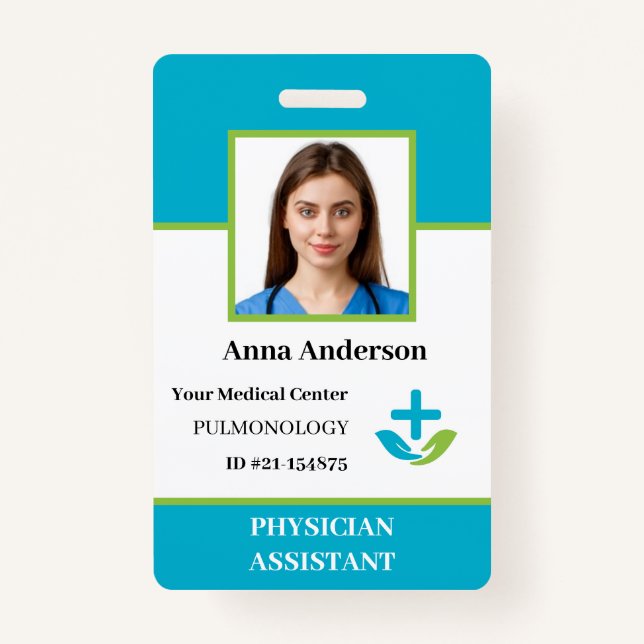 Tarjeta De Identificación Logotipo personalizado del empleado del hospital e (Anverso)