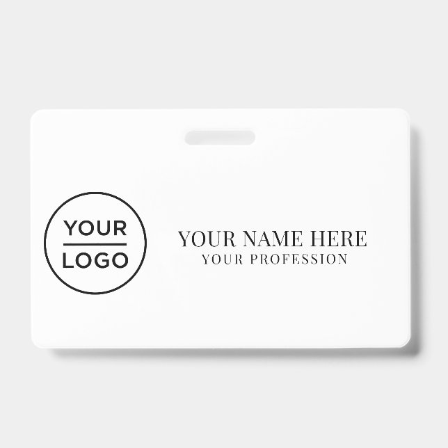 Tarjeta De Identificación Logotipo personalizado elegante Empleado Simple (Parte frontal)