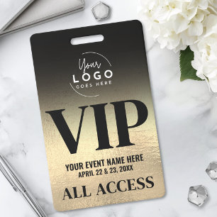 Tarjeta De Identificación Logotipo personalizado elegante negro oro VIP