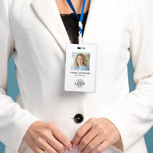 Tarjeta De Identificación Logotipo Personalizado Foto Limpio Simple Minimali