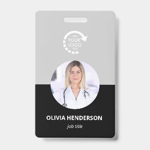 Tarjeta De Identificación Logotipo personalizado ID de empleado en gris geni