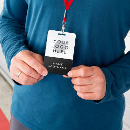 Tarjeta De Identificación Logotipo personalizado Nombre blanco negro moderno