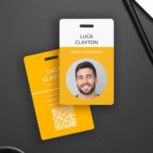 Tarjeta De Identificación Logotipo profesional de código QR de foto con esti