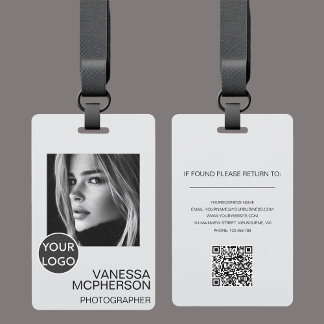 Tarjeta De Identificación Logotipo QR de foto profesional minimalista modern