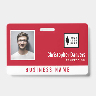 Tarjeta De Identificación Logotipo rojo limpio Agrega tu logo Oficina Emplea