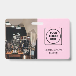 Tarjeta De Identificación Logotipo Rosa Moderno | Diseño de Identidad del Pe