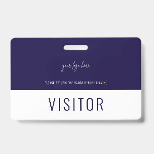 Tarjeta De Identificación Logotipo simple de pase de visitante azul marino d