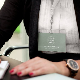 Tarjeta De Identificación Logotipo Verde Salvia l Empresa Corporativa Profes