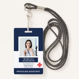 Tarjeta De Identificación Logotipo y foto azul de los empleados del hospital