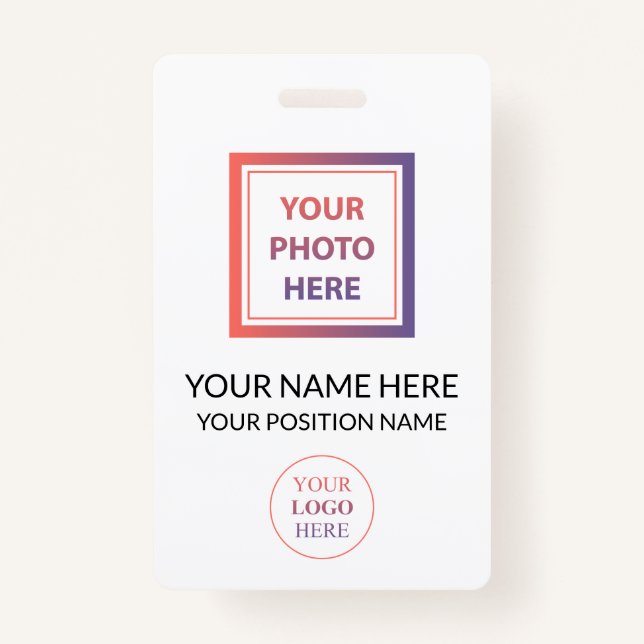 Tarjeta De Identificación Logotipo y foto promocionales de personalizado sin (Anverso)