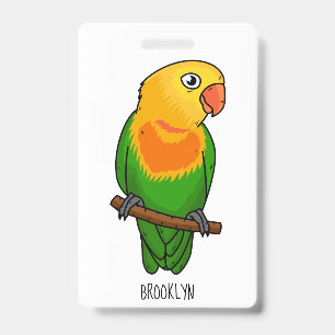 Tarjeta De Identificación Loro de dibujos animados adorable pajarito de amor
