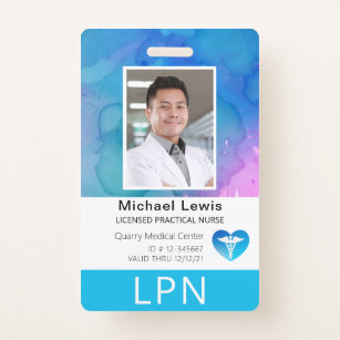 Tarjeta De Identificación LPN vertical, enfermera práctica con licencia, ID 