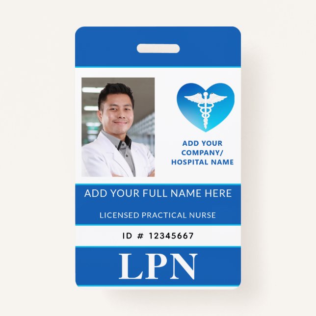 Tarjeta De Identificación LPN vertical, enfermera práctica con licencia, ID  (Anverso)