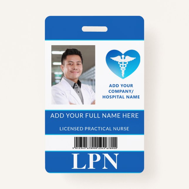 Tarjeta De Identificación LPN vertical, enfermera práctica con licencia, ID  (Anverso)