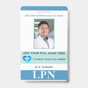 Tarjeta De Identificación LPN Vertical, Enfermera Práctica Licenciada, Ident