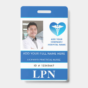 Tarjeta De Identificación LPN Vertical, Enfermera Práctica Licenciada, Ident